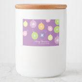 Pastel Weihnachtsschmuck Snowflakes Violett Lebensmitteletikett (Vorderseite)