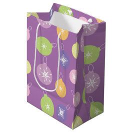 Pastel Weihnachtsschmuck Snowflakes Violett Mittlere Geschenktüte
