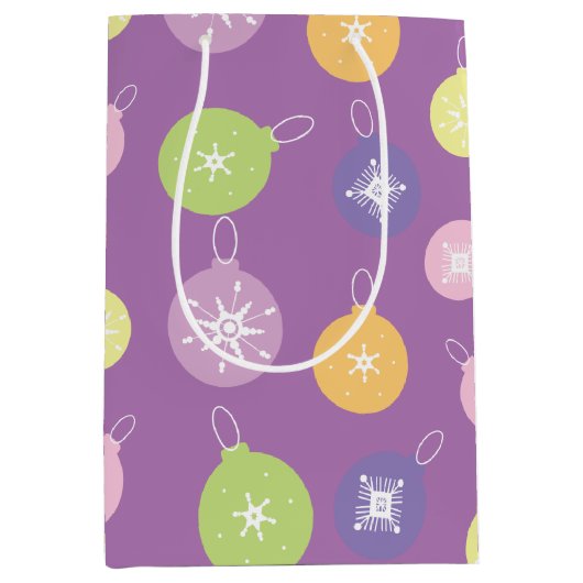 Pastel Weihnachtsschmuck Snowflakes Violett Mittlere Geschenktüte (Vorderseite)