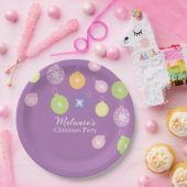 Pastel Weihnachtsschmuck Snowflakes Violett Pappteller (Party)