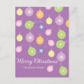 Pastel Weihnachtsschmuck Snowflakes Violett Postkarte (Vorderseite)