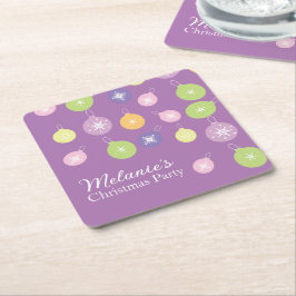 Pastel Weihnachtsschmuck Snowflakes Violett Rechteckiger Pappuntersetzer