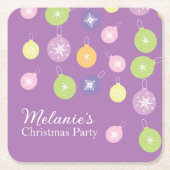 Pastel Weihnachtsschmuck Snowflakes Violett Rechteckiger Pappuntersetzer (Vorderseite)