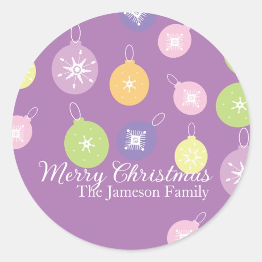 Pastel Weihnachtsschmuck Snowflakes Violett Runder Aufkleber (Vorderseite)