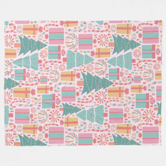 Pastel Weihnachtsschrei Nahtloses Muster Fleecedecke (Vorderseite (Horizontal))