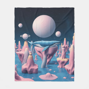 Pastel Whale in Floating Island Dreamscape Fleecedecke