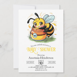 Pastel Whimsical Bee Baby Dusche Einladung