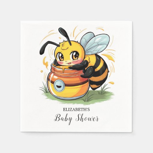 Pastel Whimsical Bee Baby Dusche Serviette (Vorderseite)