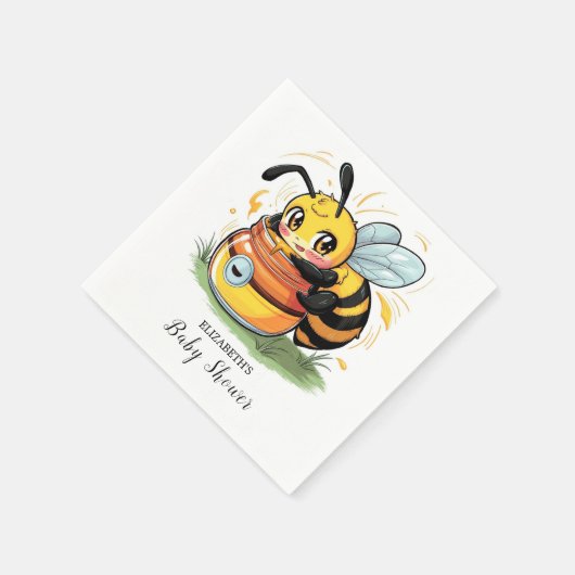 Pastel Whimsical Bee Baby Dusche Serviette (Ecke)