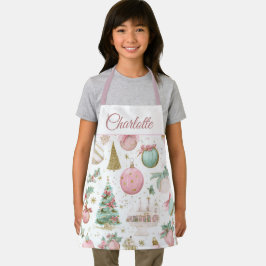 Pastel Whimsical Christmas Kids Apron Custom Name Schürze