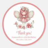 Pastel Whimsical Cute Fairy Girl Birthday Stickers (Vorderseite)