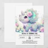 Pastel Whimsical Dinosaur Digital Geburtstag Einladung (Vorne/Hinten)