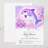 Pastel Whimsical Dolphin Baby Dusche Einladung (Vorne/Hinten)
