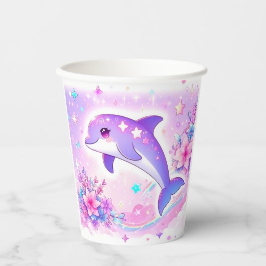 Pastel Whimsical Dolphin Baby Dusche Pappbecher (Vorderseite)