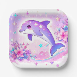 Pastel Whimsical Dolphin Baby Dusche Pappteller