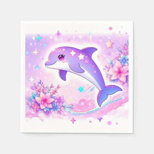 Pastel Whimsical Dolphin Baby Dusche Serviette (Vorderseite)