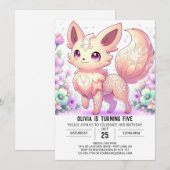 Pastel Whimsical Fox Digital Geburtstag Einladung (Vorne/Hinten)