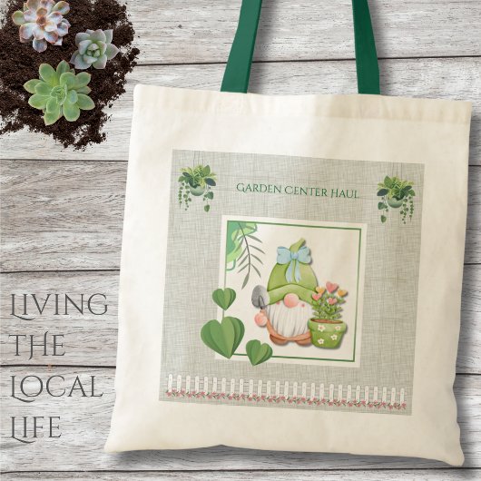 Pastel Whimsical Green Gnome Gardening Tote Bag Tragetasche