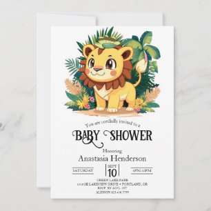 Pastel Whimsical Lion Digital Baby Dusche Einladung
