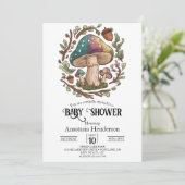 Pastel Whimsical Mushroom Baby Dusche Digital Einladung (Stehend Vorderseite)