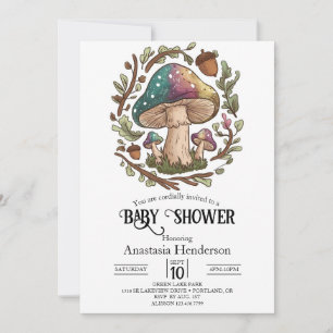 Pastel Whimsical Mushroom Baby Dusche Digital Einladung
