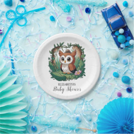 Pastel Whimsical Owl Baby Dusche Pappteller