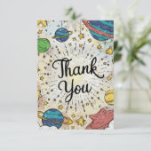 Pastel Whimsical Starry Celestial Dankeskarte (Stehend Vorderseite)