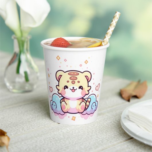 Pastel Whimsical Tiger Baby Dusche Pappbecher (In Situ)