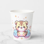 Pastel Whimsical Tiger Baby Dusche Pappbecher (Vorderseite)