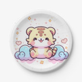 Pastel Whimsical Tiger Baby Dusche Pappteller (Vorderseite)