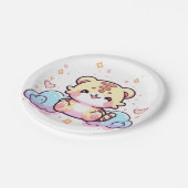 Pastel Whimsical Tiger Baby Dusche Pappteller (Schrägansicht)