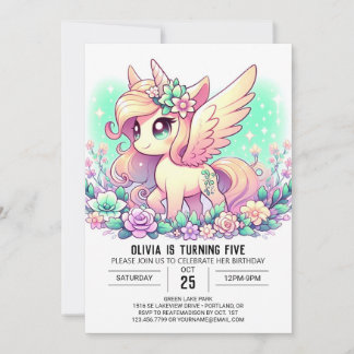 Pastel Whimsical Unicorn Digitaler Geburtstag Einladung