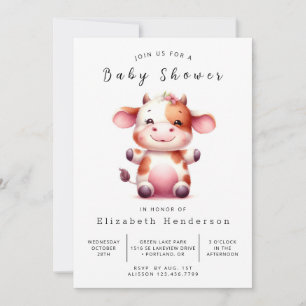 Pastel Whimsical verzauberte Kuh Baby Dusche Einladung