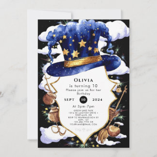 Pastel Whimsical Watercolor Wizard Geburtstag Einladung