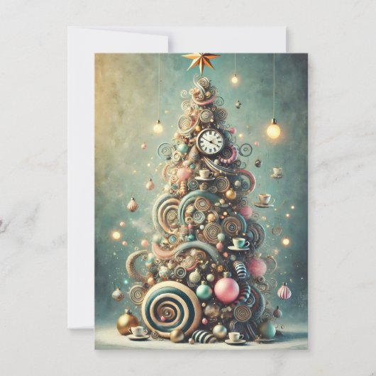 Pastel Whimsical Weihnachtsbaum Feiertage Grüße Feiertagskarte (Vorderseite)