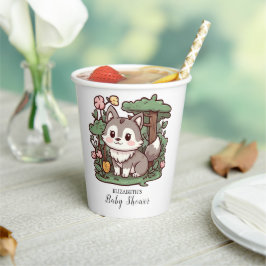 Pastel Whimsical Wolf Babydusche Pappbecher