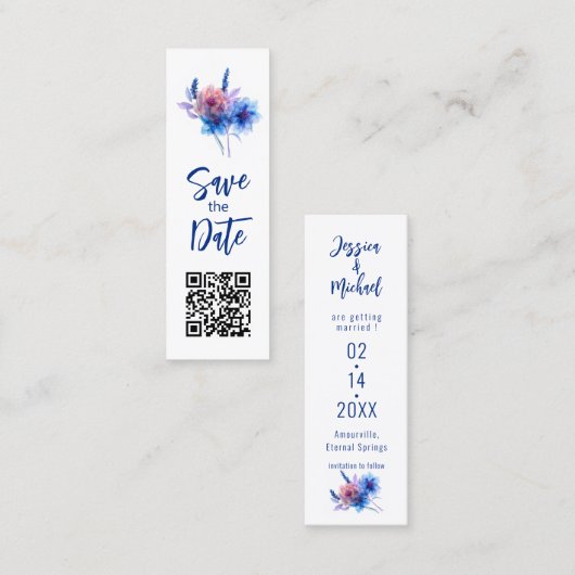 💍 Pastel Whispers Meadow Lesezeichen Save the Dat Telefonnummerkarte (Vorne/Hinten)