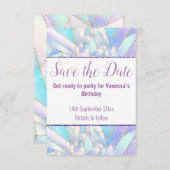 PASTEL WHITE CRYSTAL SAVE THE DATE RSVP CARD (Vorne/Hinten)