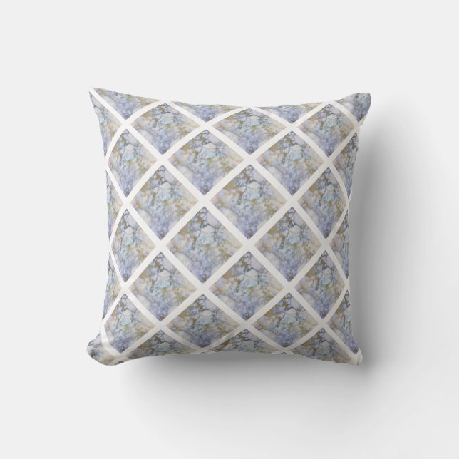 PASTEL WHITE HAMPTONS MARBLE GRID CUSHION KISSEN (Vorderseite)