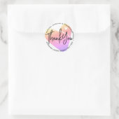 Pastel White Heart Calligrafy Danke-Label Runder Aufkleber (Tasche)