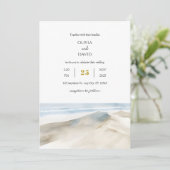 Pastel White Sandy Dunes Shoreline Beach Wedding Einladung (Stehend Vorderseite)