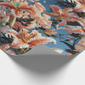 Pastel White Tiger Lilly Seamless Geschenkpapier (Ecke)