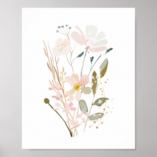 Pastel Wild Blume Romantische Bouquet Wasserfarbe Poster (Vorne)