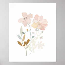 Pastel Wild Blume Romantische Bouquet Wasserfarbe Poster
