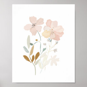 Pastel Wild Blume Romantische Bouquet Wasserfarbe Poster