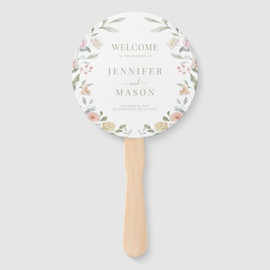 Pastel Wild Blume Wreath Wedding Program Fächer (Vorderseite)