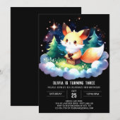 Pastel Wild Fox Geburtstag digital Einladung (Vorne/Hinten)