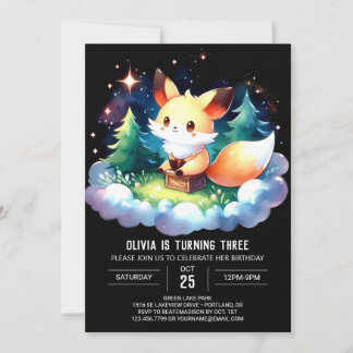 Pastel Wild Fox Geburtstag digital Einladung