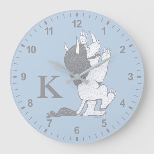 Pastel Wild Thing | Anfänglich hinzufügen Große Wanduhr (Vorderseite)