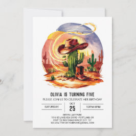 Pastel Wild West Cowboy Birthday Einladung